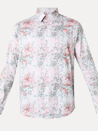 Men Shirt Print Pink Slim Fit