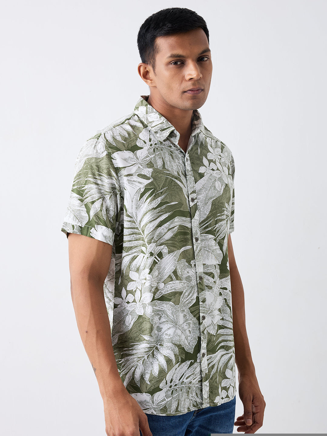 Men Shirt Green Slim Fit