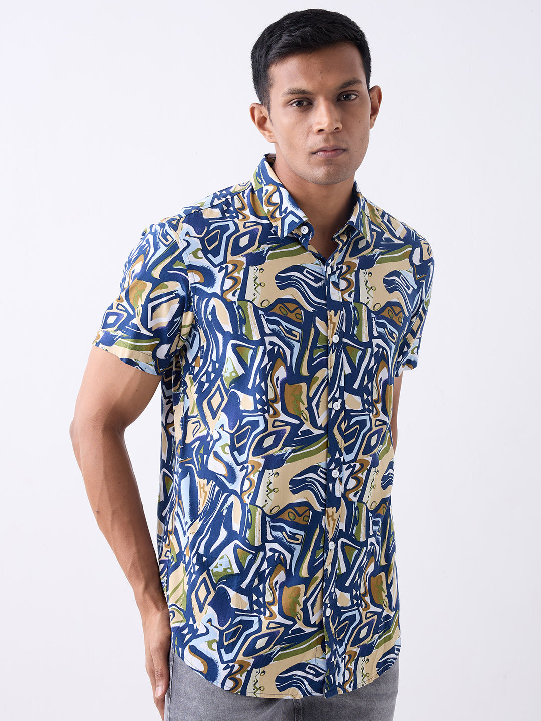 Spykar Indigo Blue Slim Fit Casual Shirts For Men