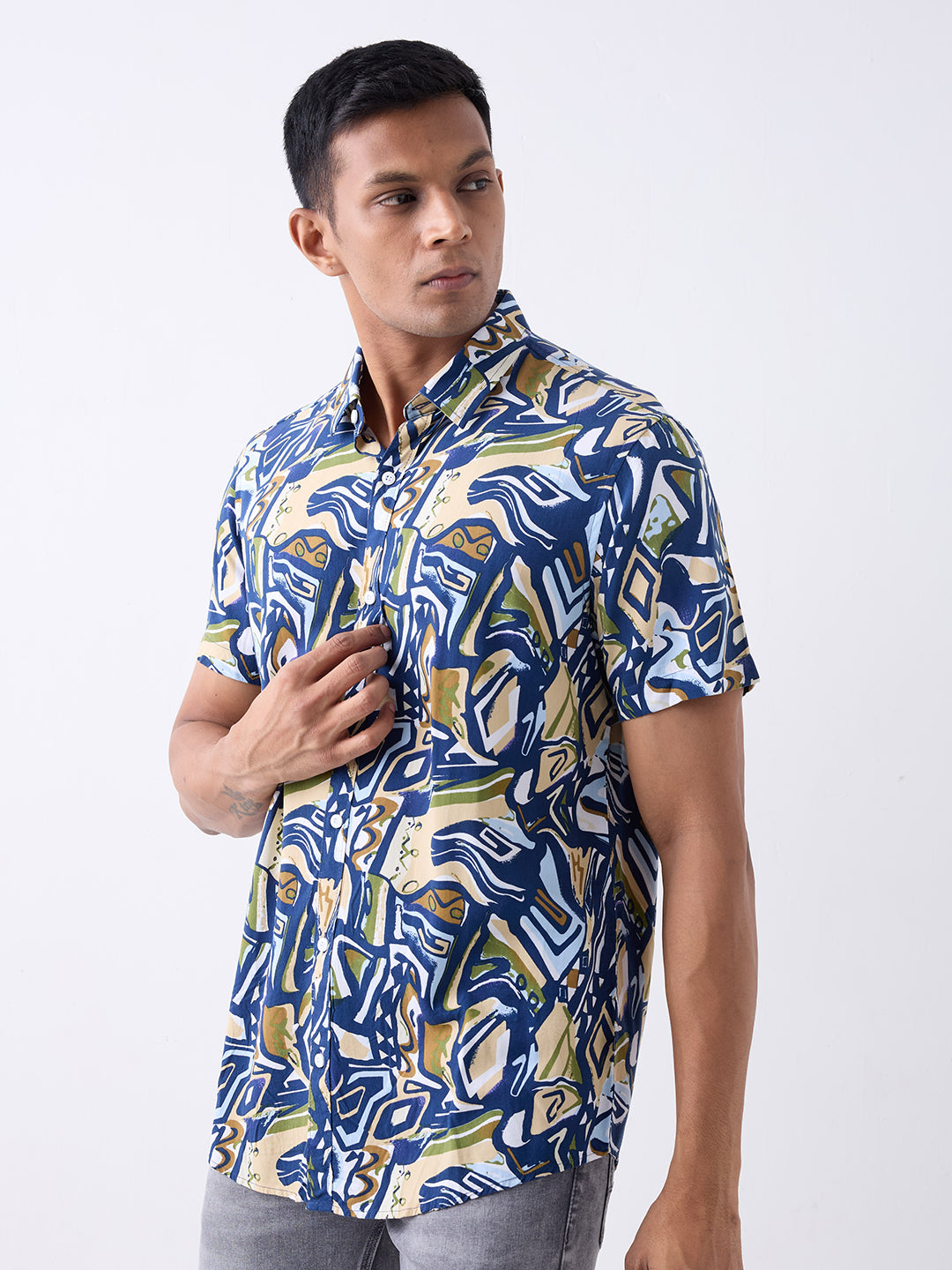 Spykar Indigo Blue Slim Fit Casual Shirts For Men