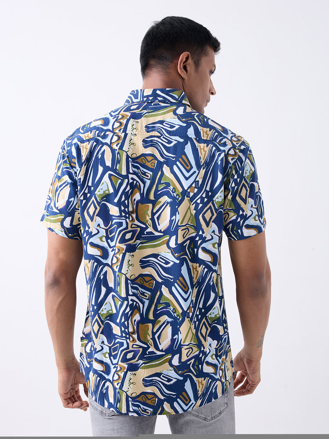 Spykar Indigo Blue Slim Fit Casual Shirts For Men