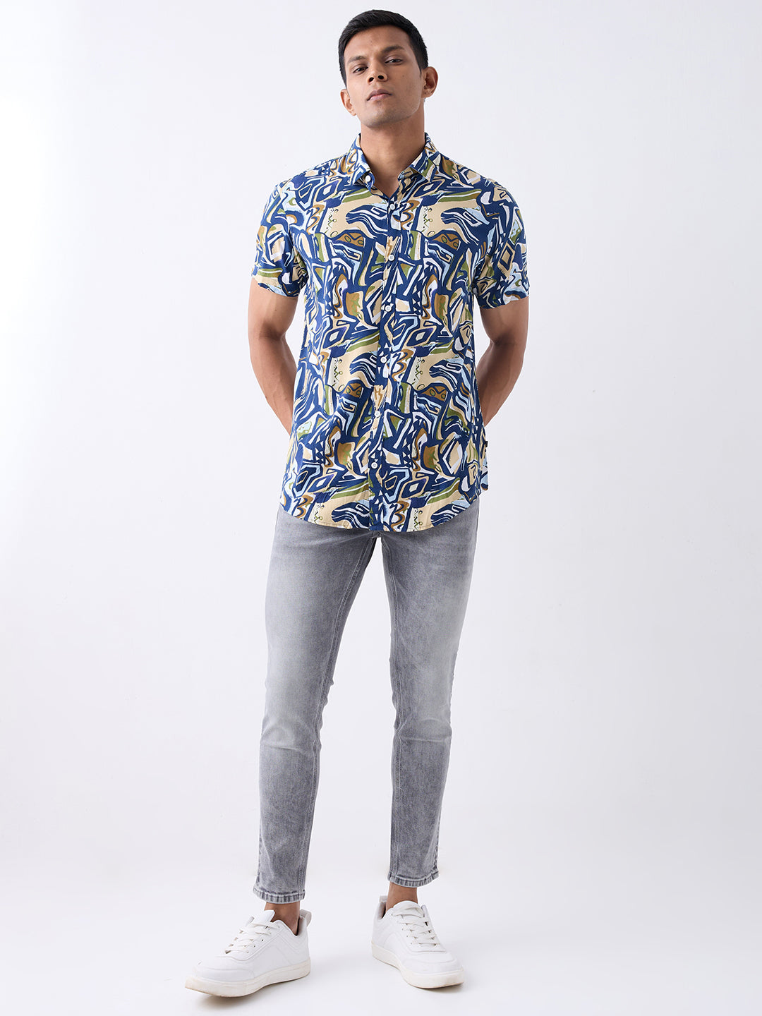 Spykar Indigo Blue Slim Fit Casual Shirts For Men