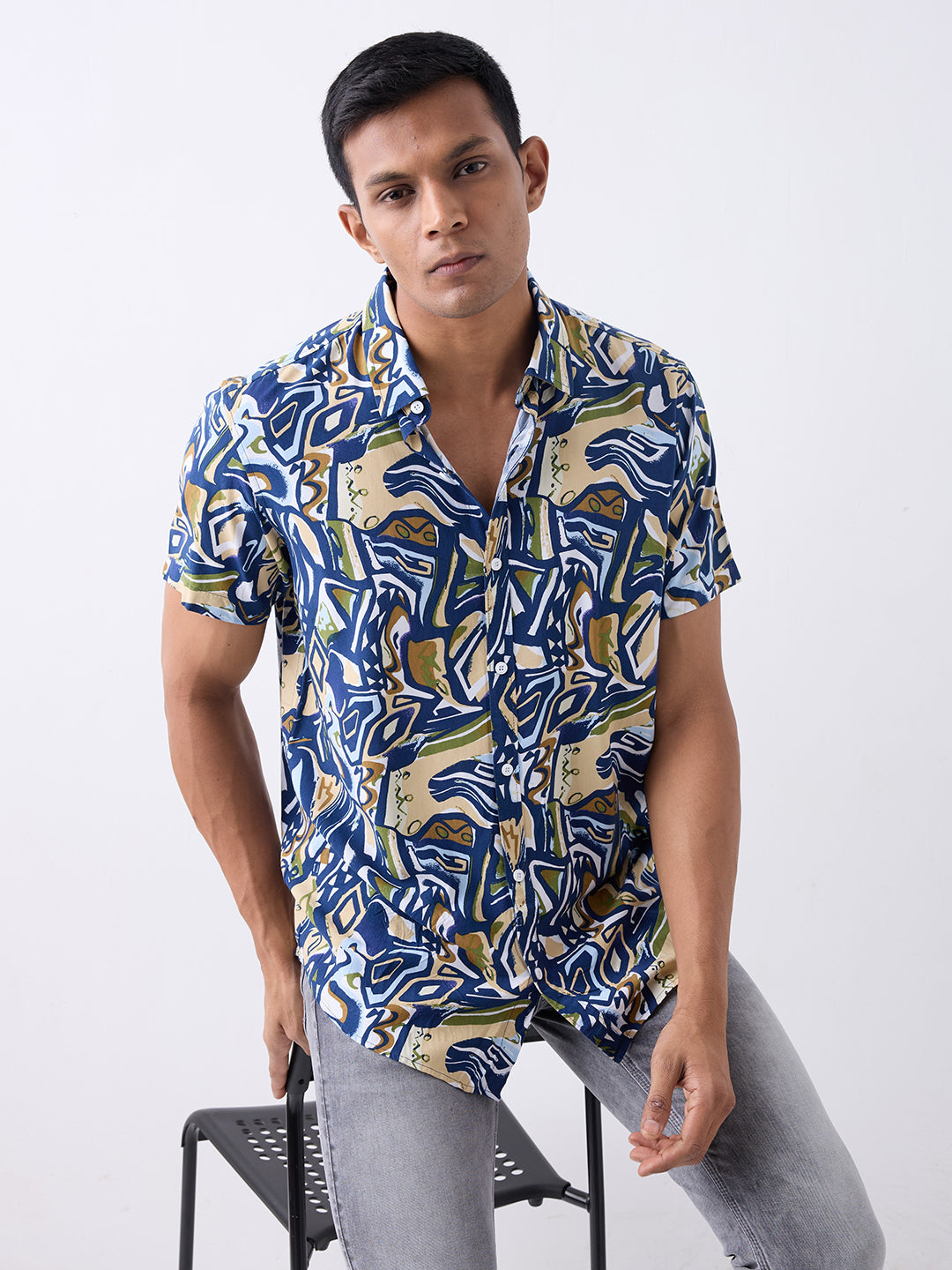 Spykar Indigo Blue Slim Fit Casual Shirts For Men