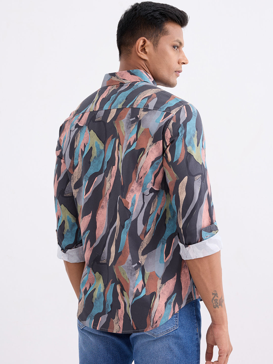 Spykar Charcoal Grey Slim Fit Casual Shirts For Men