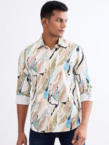 Men Shirt Beige Slim Fit
