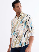 Men Shirt Beige Slim Fit