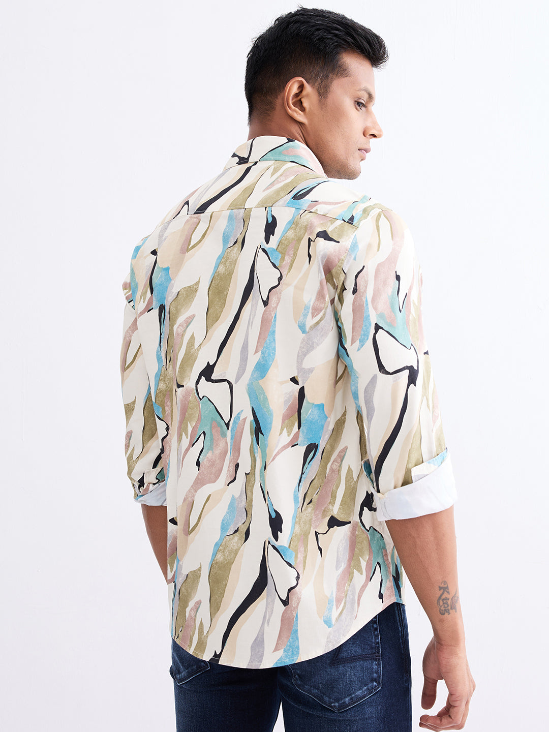 Men Shirt Beige Slim Fit