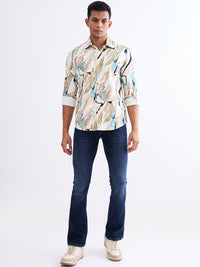 Men Shirt Beige Slim Fit