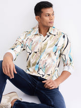 Men Shirt Beige Slim Fit