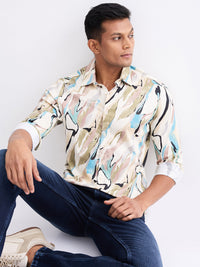 Men Shirt Beige Slim Fit