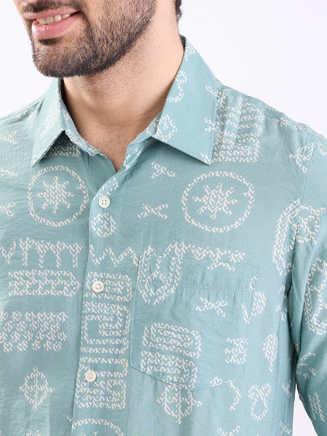 Men Shirt Green Slim Fit