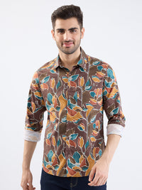 Men Shirt Brown Slim Fit