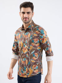 Men Shirt Brown Slim Fit