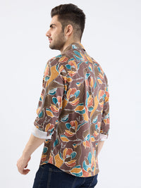 Men Shirt Brown Slim Fit