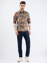 Men Shirt Brown Slim Fit