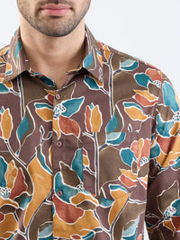 Men Shirt Brown Slim Fit
