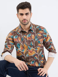 Men Shirt Brown Slim Fit