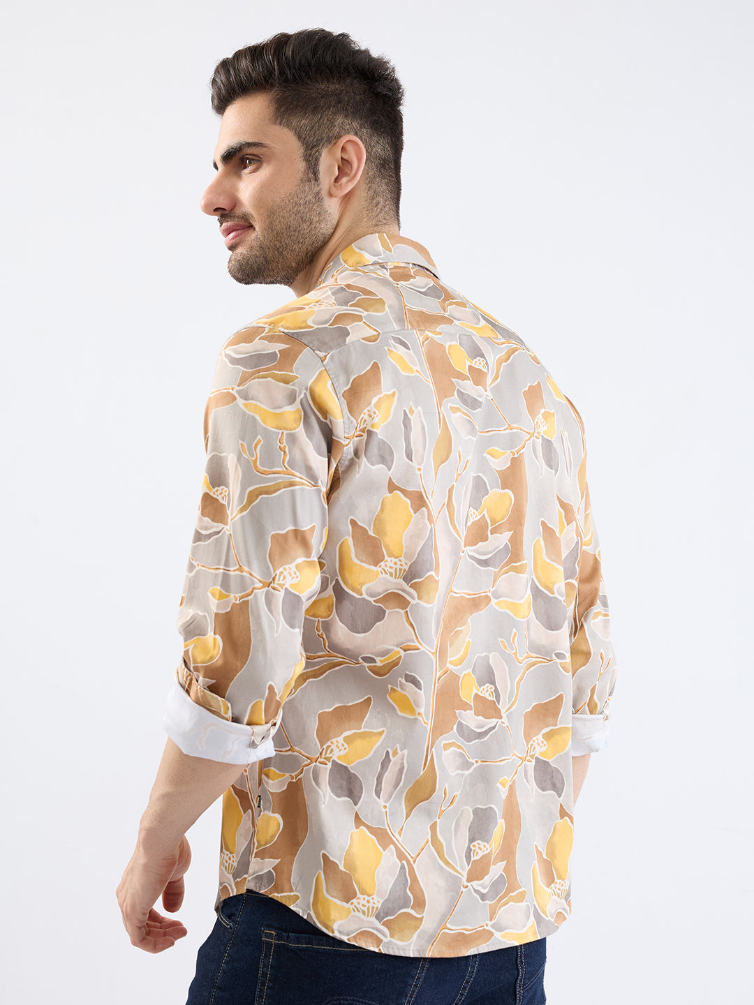Spykar Silver Grey Slim Fit Casual Shirts For Men