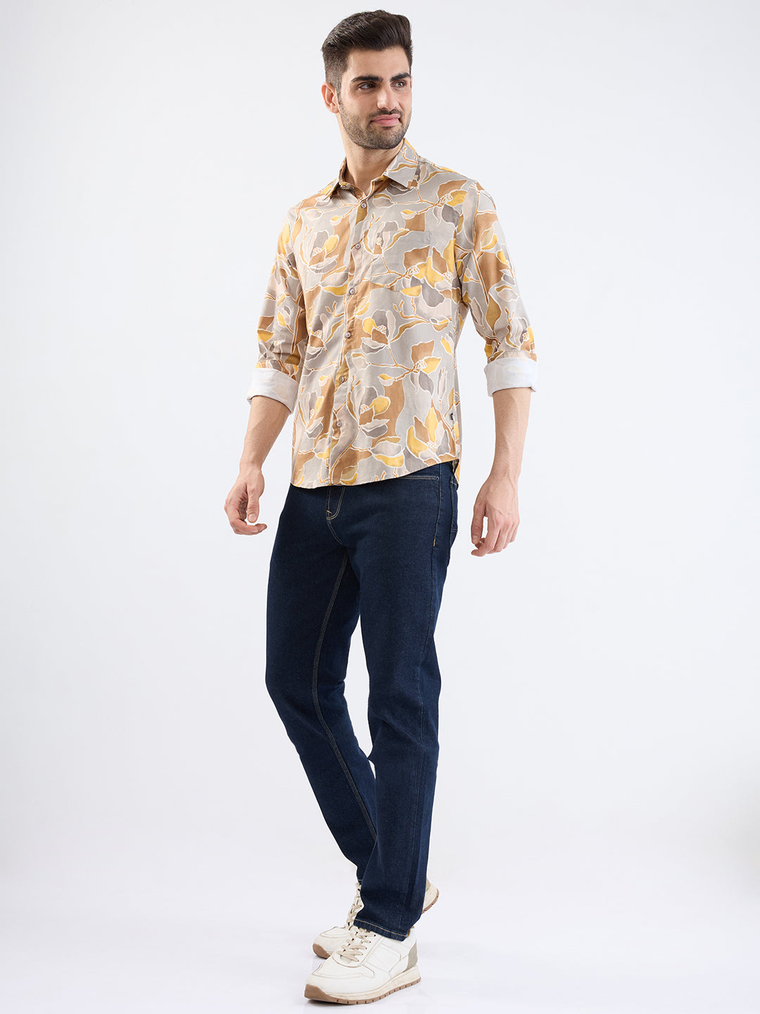 Spykar Silver Grey Slim Fit Casual Shirts For Men