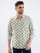Men Shirt Beige Slim Fit