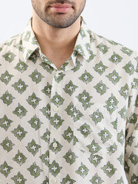 Men Shirt Beige Slim Fit