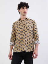 Men Shirt Beige Slim Fit