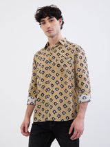 Men Shirt Beige Slim Fit