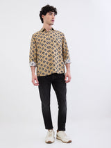 Men Shirt Beige Slim Fit