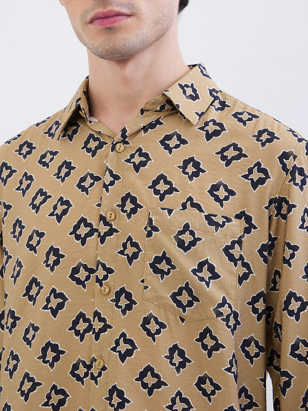 Spykar Taupe Beige Slim Fit Casual Shirts For Men