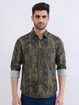 Men Shirt Green Slim Fit
