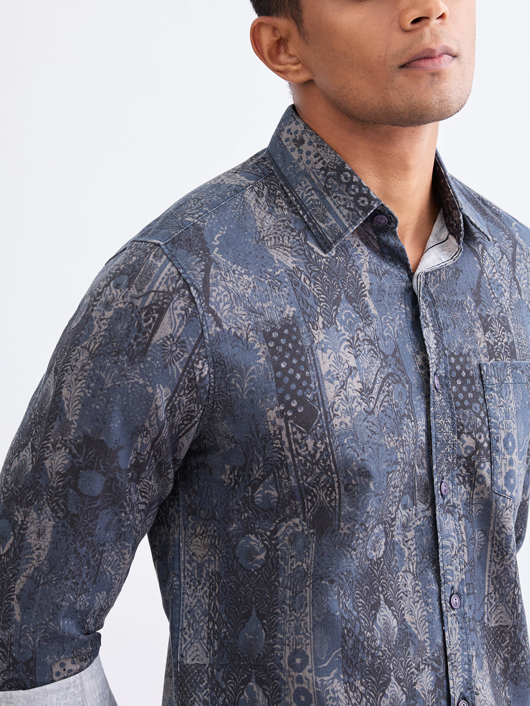 Spykar Moonlight Blue Slim Fit Casual Shirts For Men