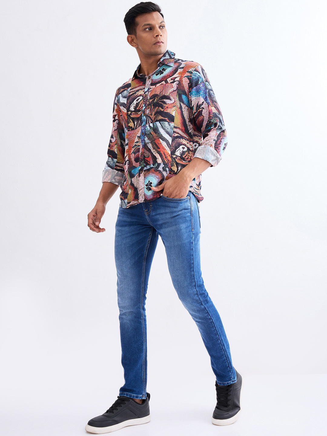 Spykar Brick Red Slim Fit Casual Shirts For Men