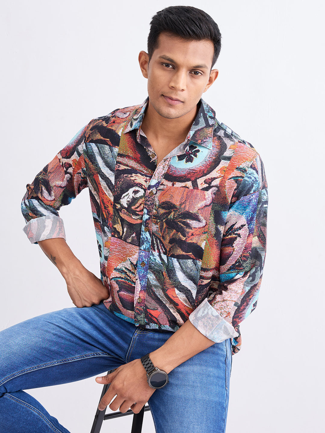 Spykar Brick Red Slim Fit Casual Shirts For Men