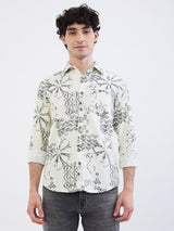 Men Shirt Beige Slim Fit