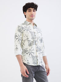 Men Shirt Beige Slim Fit