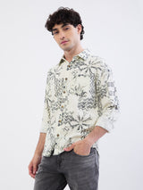 Men Shirt Beige Slim Fit