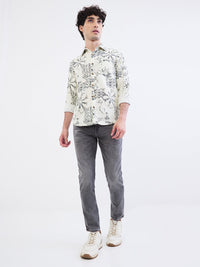 Men Shirt Beige Slim Fit