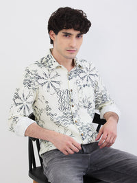 Men Shirt Beige Slim Fit