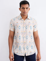 Men Shirt Beige Slim Fit