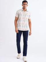 Men Shirt Beige Slim Fit