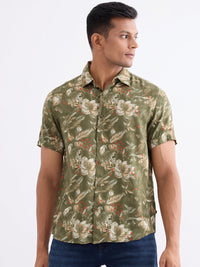Men Shirt Green Slim Fit
