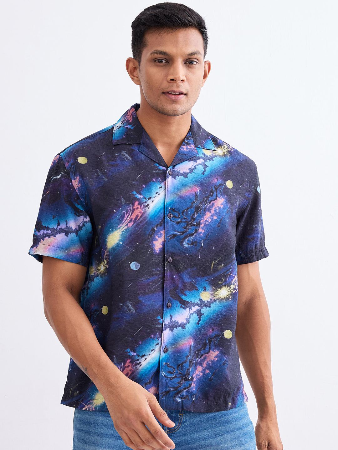 Spykar Indigo Blue Relaxed Fit Casual Shirts For Men