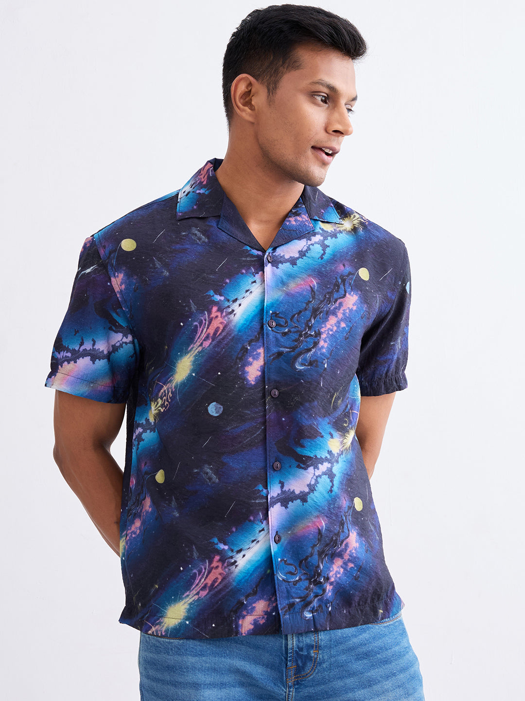 Spykar Indigo Blue Relaxed Fit Casual Shirts For Men