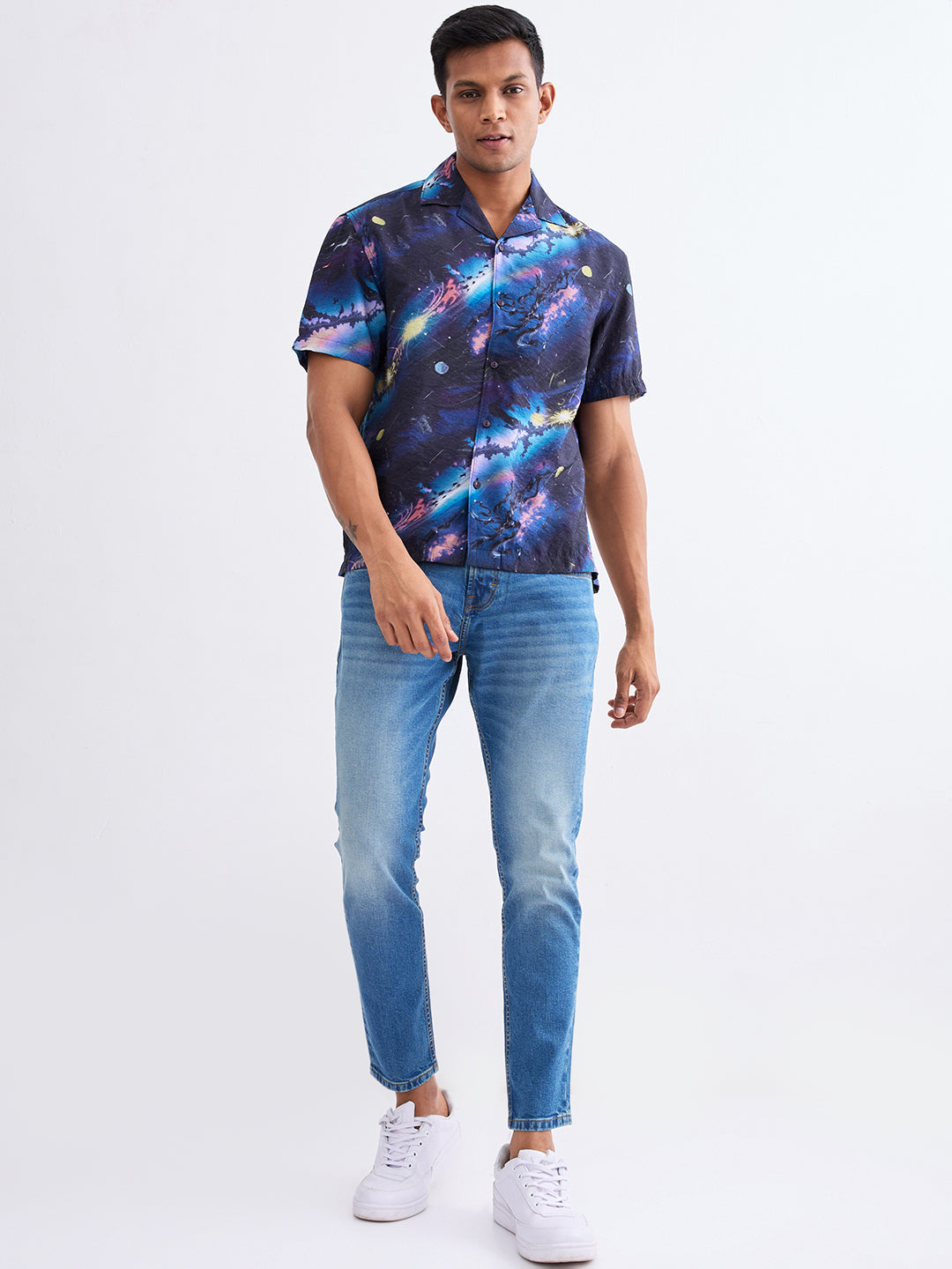 Spykar Indigo Blue Relaxed Fit Casual Shirts For Men