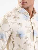 Men Shirt Beige Slim Fit