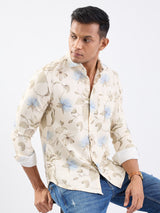 Men Shirt Beige Slim Fit
