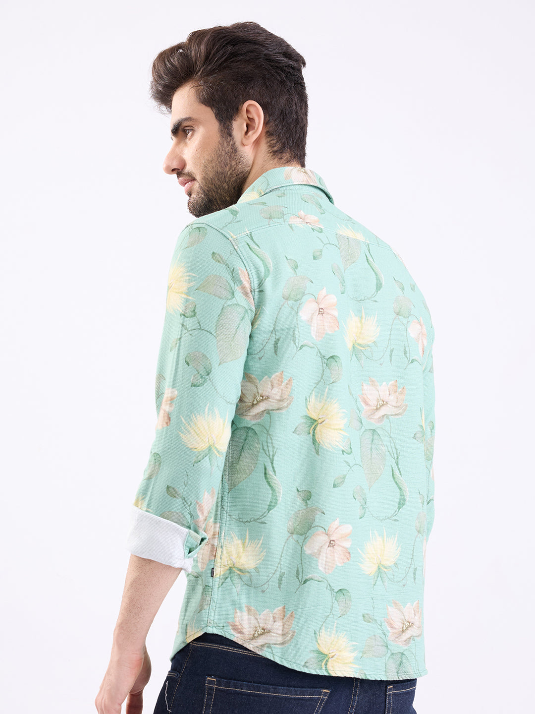 Spykar Granite Green Slim Fit Casual Shirts For Men