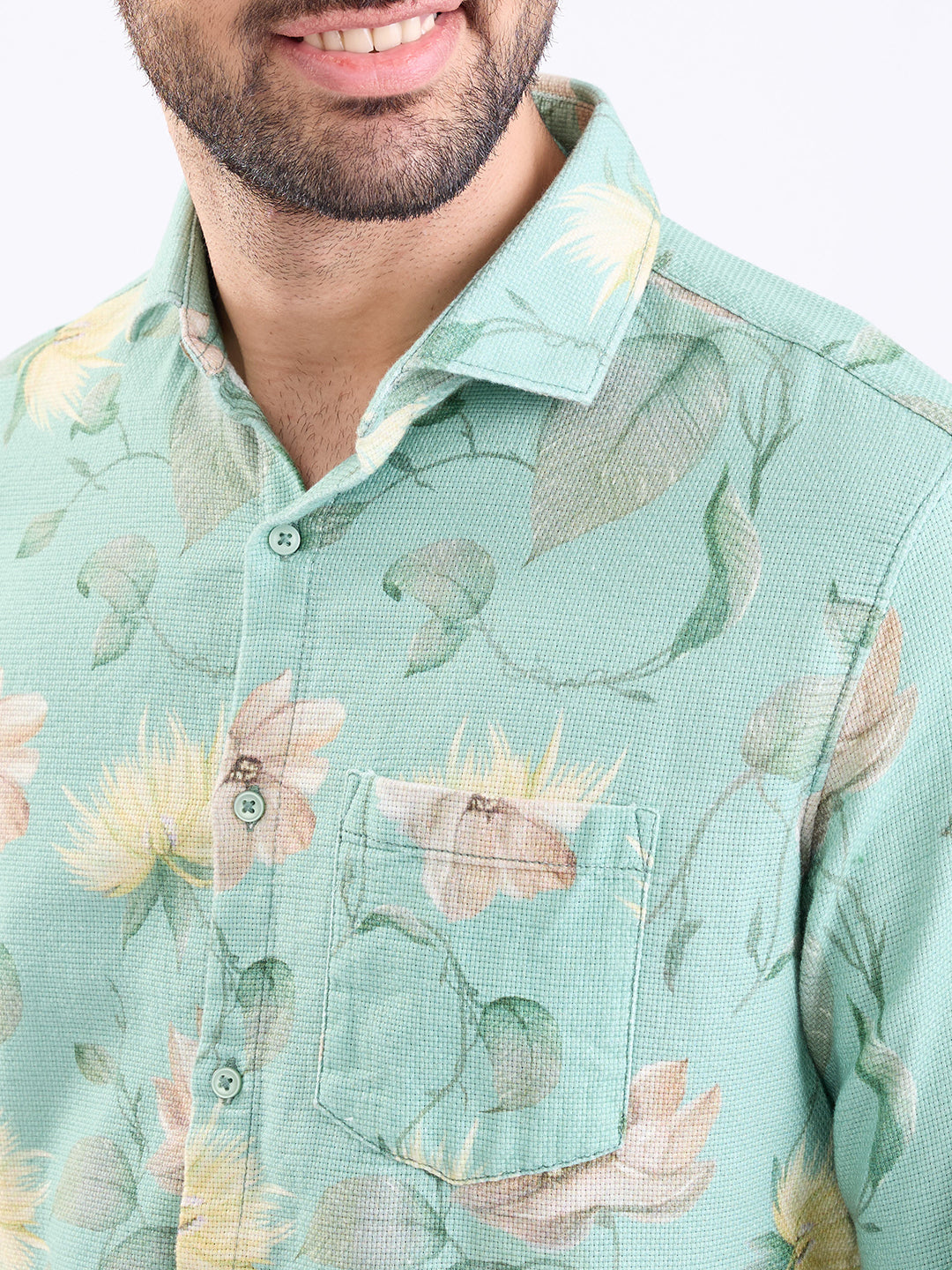 Spykar Granite Green Slim Fit Casual Shirts For Men