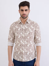 Men Shirt Beige Slim Fit
