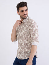Men Shirt Beige Slim Fit